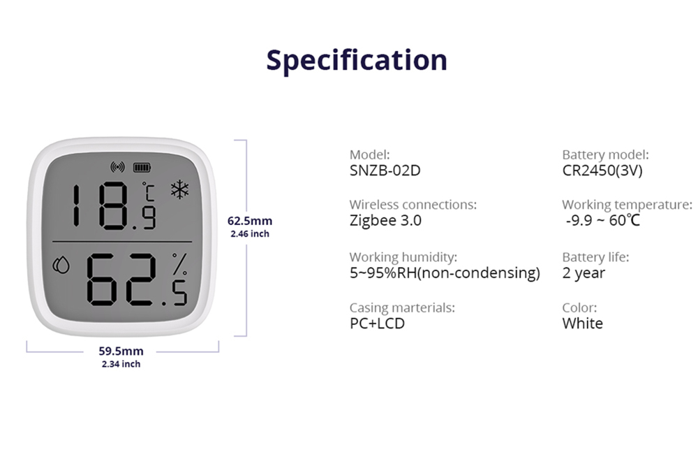 Sonoff Snzb D Sensore Di Umidit E Temperatura Smart Zigbee Con Lcd